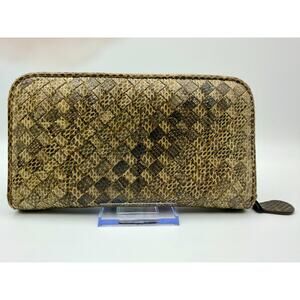 BOTTEGA VENETA Intrecciato Zippy Clutch Wallet | Leather | Gold | Italy | COA